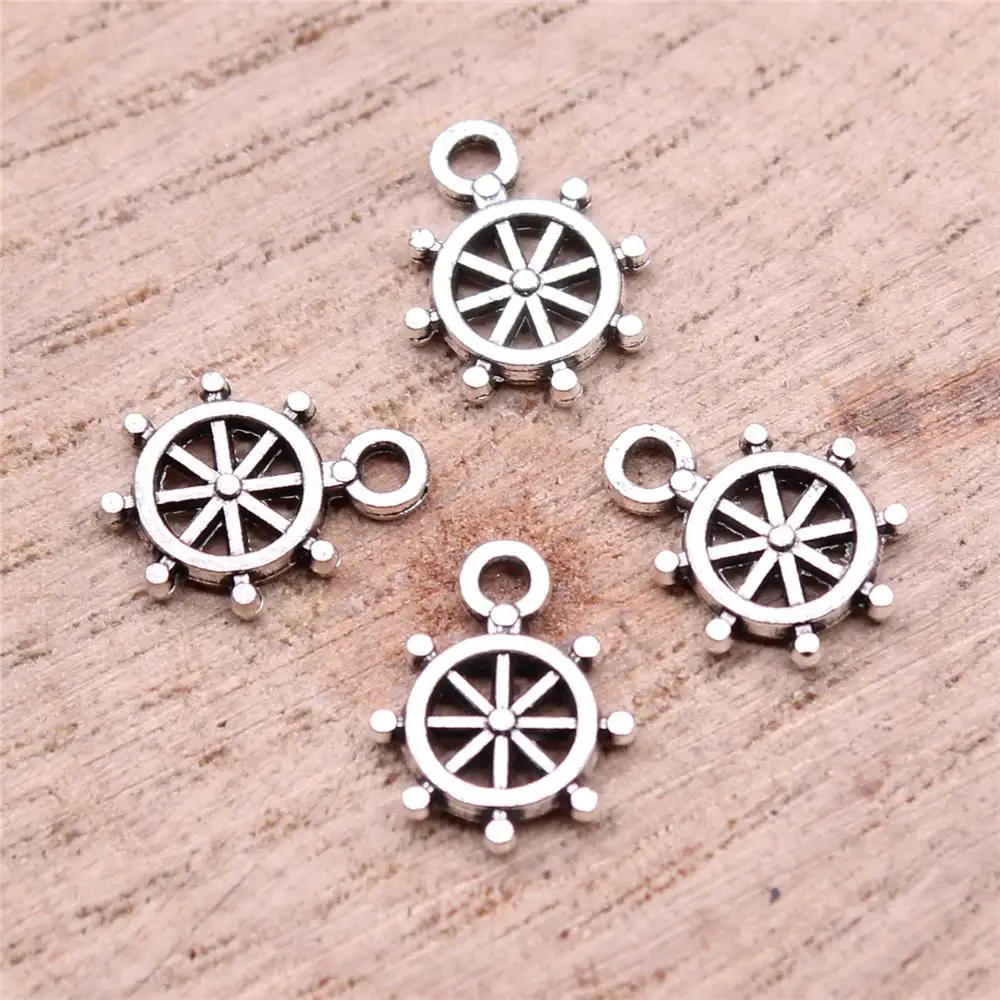 

Rudder Charms For Jewelry Making Findings Handmade DIY Craft 40pcs Antique Silver Color 11x9mm