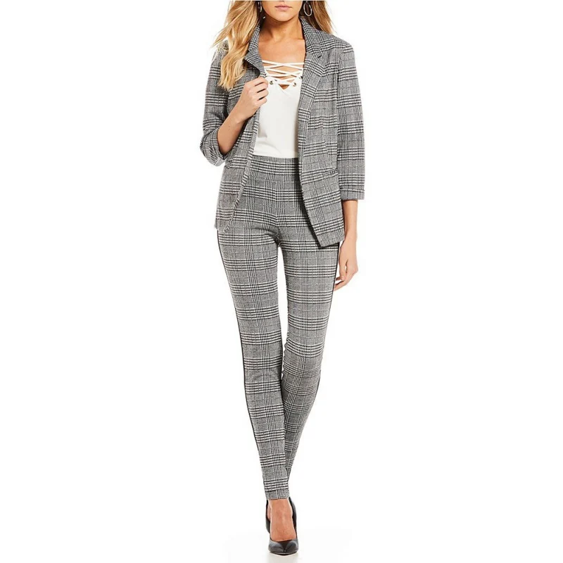 Женские облегающие штаны в клетку полосатые пэчворк зимние спортивные для бега с