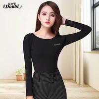 solid black latin dance top for women long sleeve dancing shirts ballroom costume training clothes wear outfits workout upper