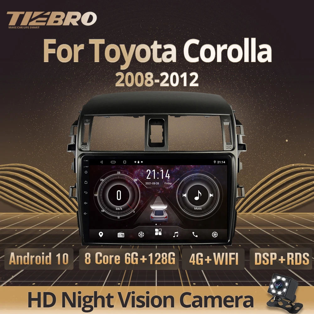 

Автомагнитола TIEBRO, 2 Din, Android 2008, для Toyota Corolla 2012-, стереоприемник, GPS-навигация, автомобильное радио, автомобильный мультимедийный плеер
