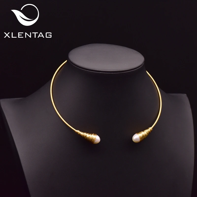 XlentAg натуральные пресноводные барокко жемчужные Чокеры ожерелье для женщин