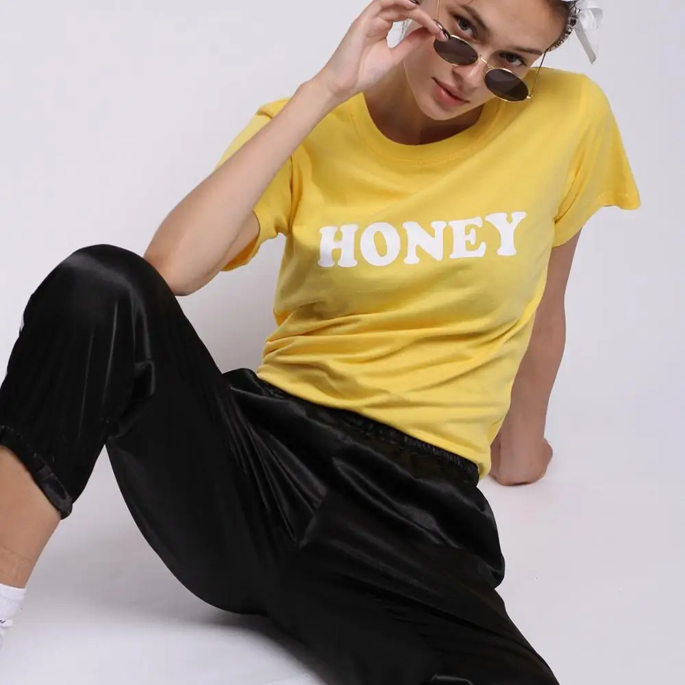 

Porzingis Yellow Tshirt Women Honey Cotton Tee