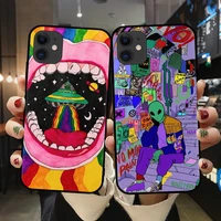 aesthetics cartoon alien space soft silicone phone case cover shell for iphone 12 11pro max 6 6s 7 8 plus x xr xs max case coque