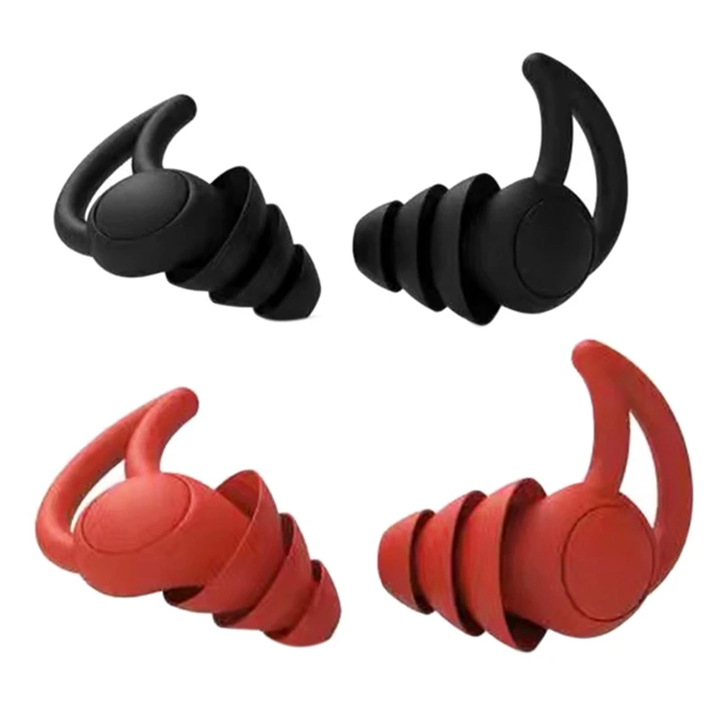 

2 пары затычек для ушей удобные конусные дорожные шумозащищенные затычки для ушей для сна защита ушей красный и черный