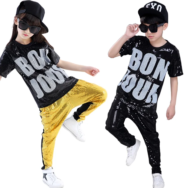 Костюм для джазовых танцев с блестками мальчиков и девочек костюмы сценическая