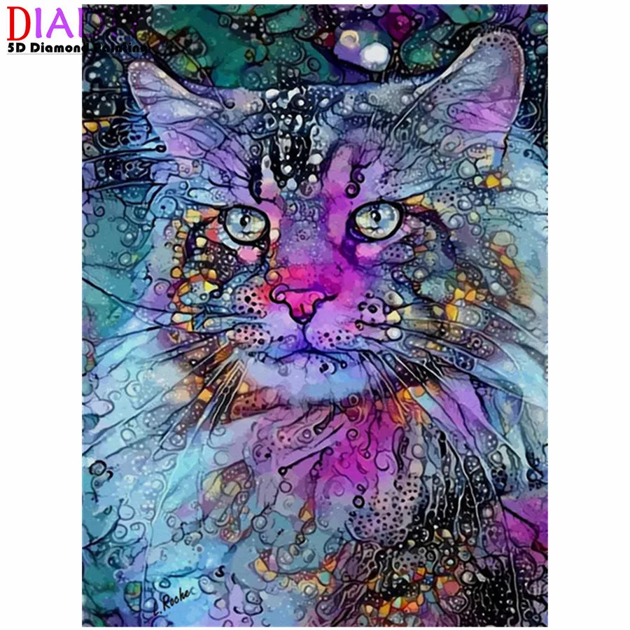 

Алмазная живопись с кошкой, набор для алмазной вышивки 5D «сделай сам» с полными квадратными стразами, алмазная вышивка крестиком с животным...