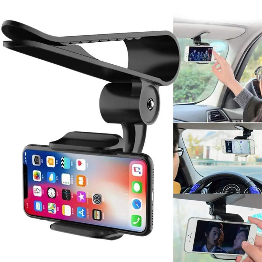 

360 Car Clip Visor Cell Phone Holder Mount Stand Soporte Movil for Xs GPS Rearview Mirror Holder Car Mobile New
