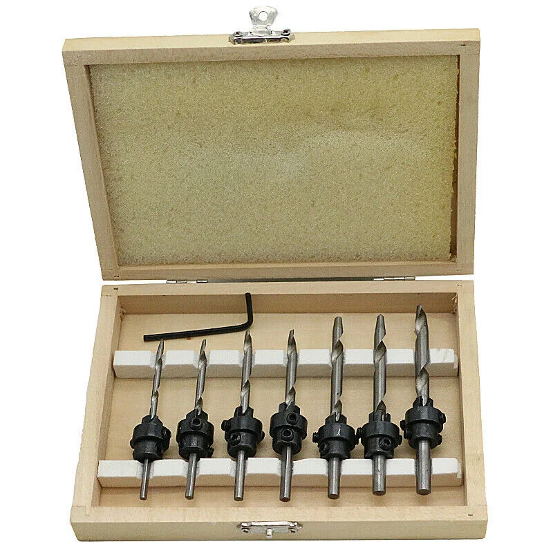 8 шт. Конические Сверла Зенковка бит винт набор Дерево Пилот отверстие