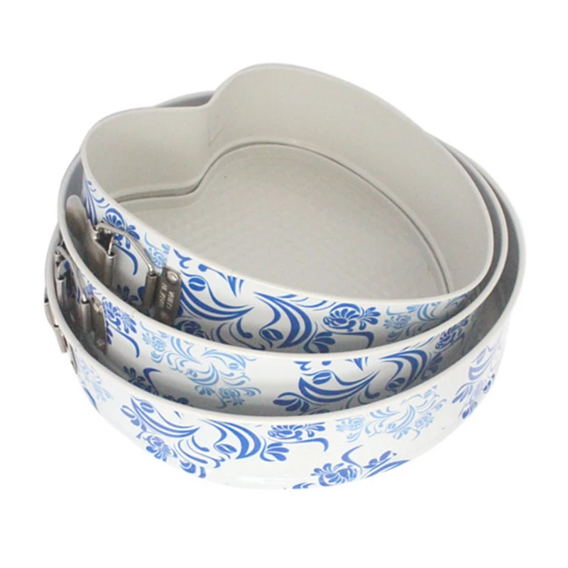 

Set Of 3 Non Stick Spring Form Round Cake Baking Bake Tin Tray Pan Bakeware Removable Carbon Steel Cake Pan