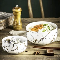 marble ceramic bowl home tableware set nordic style porcelain breakfast rice dinner noodle soup round bowls