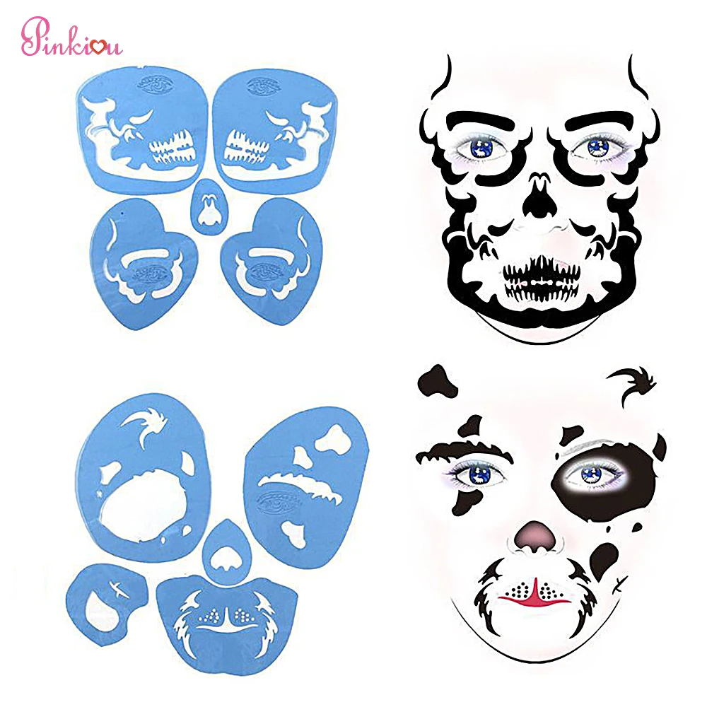 6 комплектов многоразовые шаблоны для нанесения краски на лицо|template for airbrush|paint