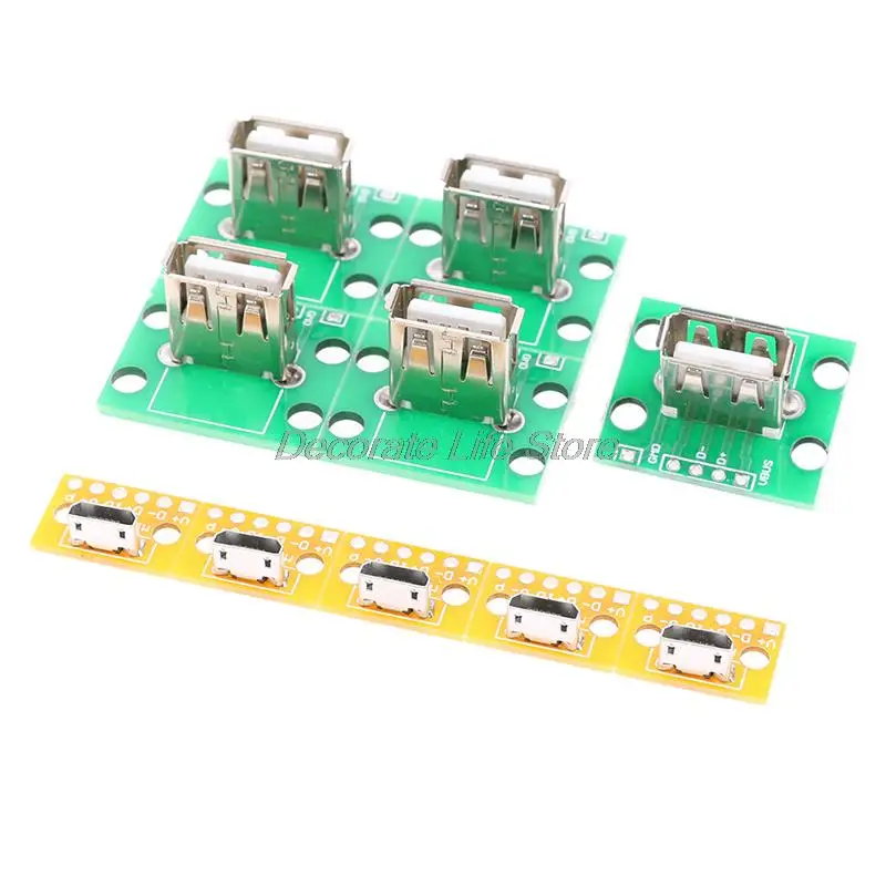 

5 шт. вертикальный USB Micro USB 2,0 гнездовой разъем A 2,54 мм PCB преобразователь адаптер коммутационная плата
