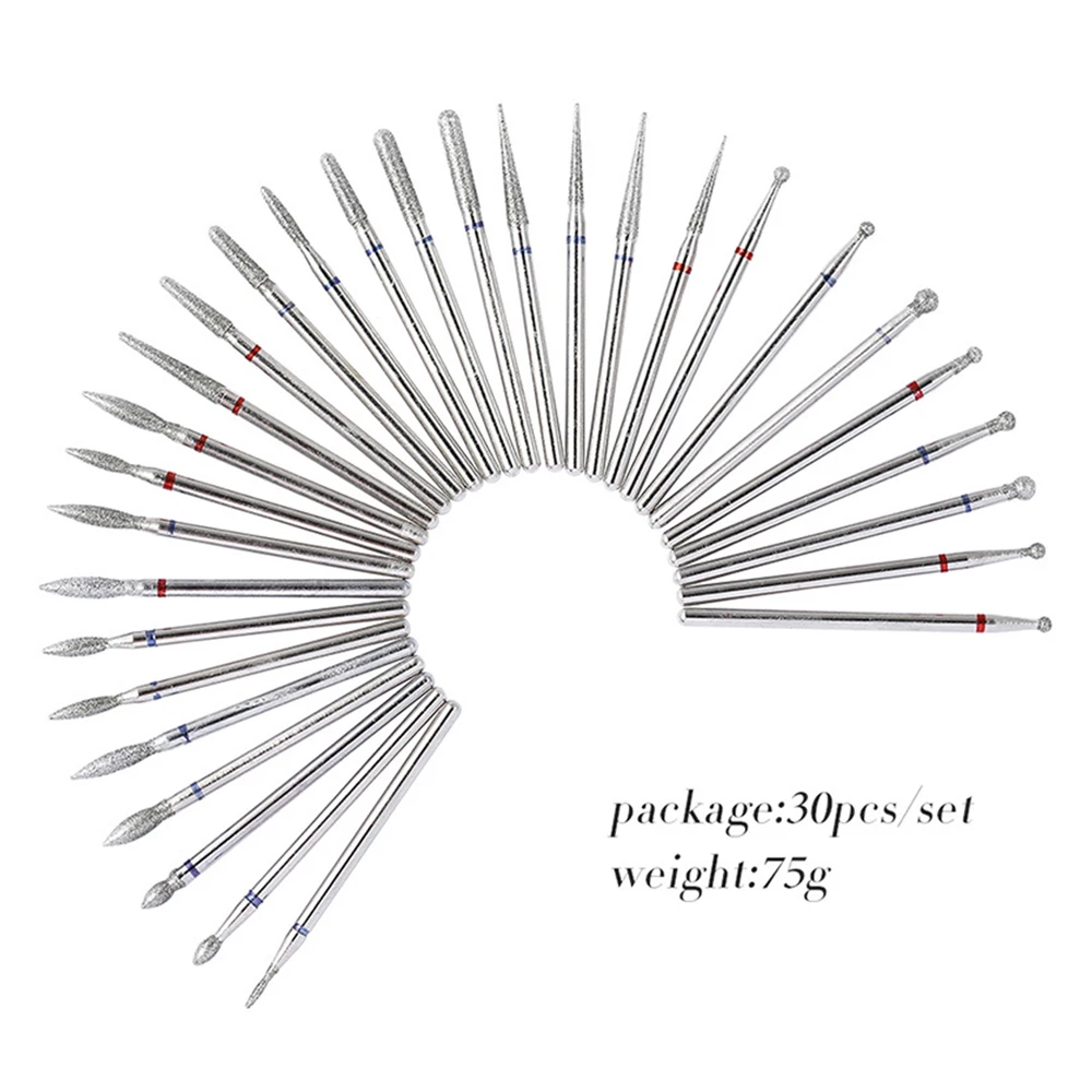 30 шт. сверла для ногтей из вольфрамового стального сплава алмазная шлифовальная