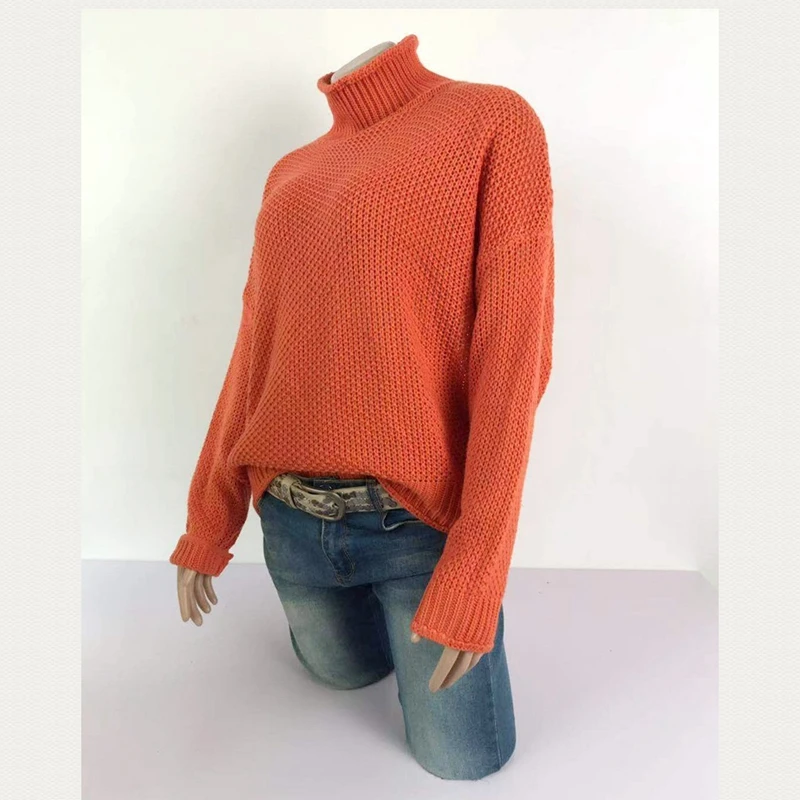 

Fashion Casual Turtleneck Sweater Woman Winter Knitting Pullovers Long Sleeve Short Knitted Solid Women Jacket warm H521