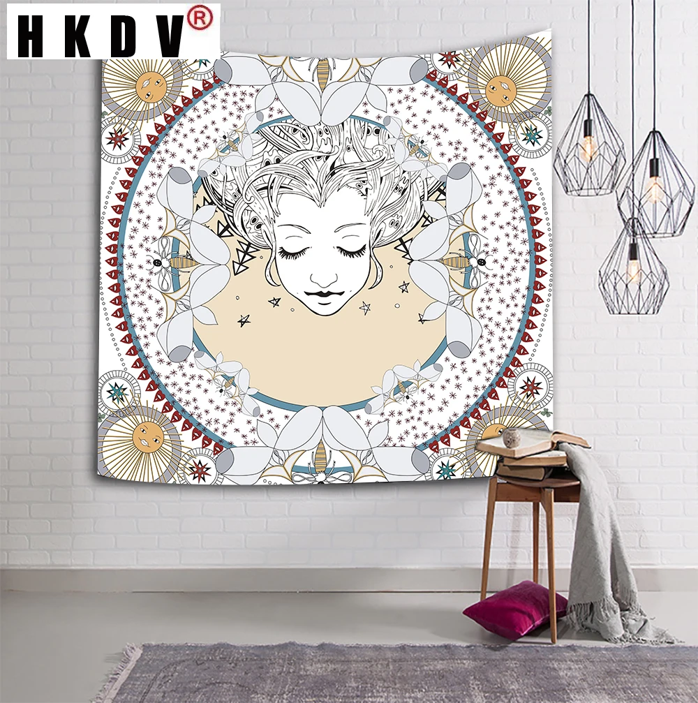 

HKDV Mandala Bohemian Pattern Wolf Tapestry Meditation Goddess Tapestry Indian Wall Art Backdrop for Apartment Home Decor