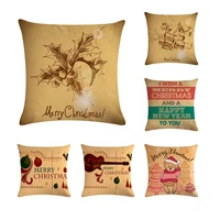 letter merry christmas holiday cushion cover bear xmas decoration ball ornament tree jingle bell linen pillowcase
