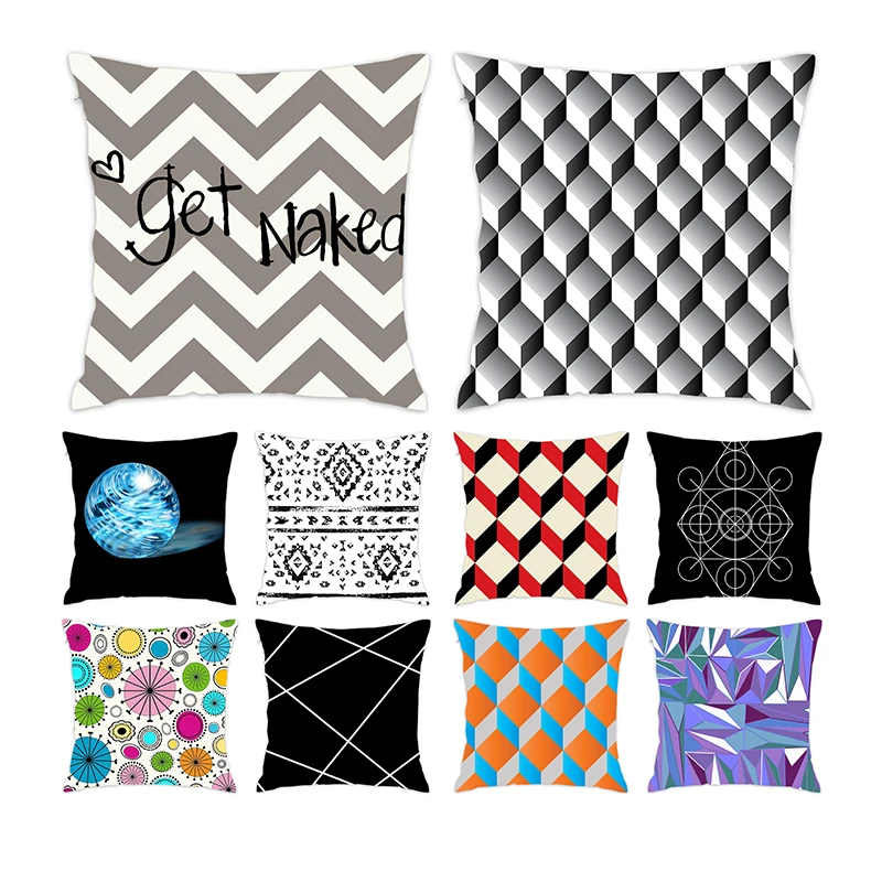 

[Douladou] Geometric Abstract Pillow Case Polyester Chair Decorative Pillowcase Cushion Cover Pillows Home Decor 45x45CM