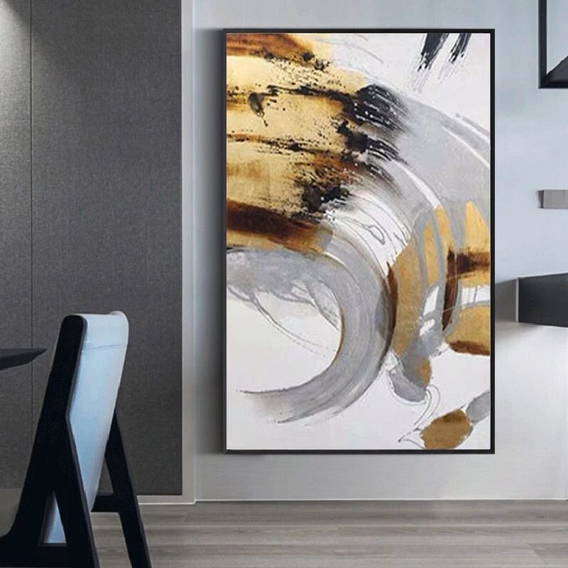 Ручная роспись золотых листьев Роскошная Современная легкая абстрактная