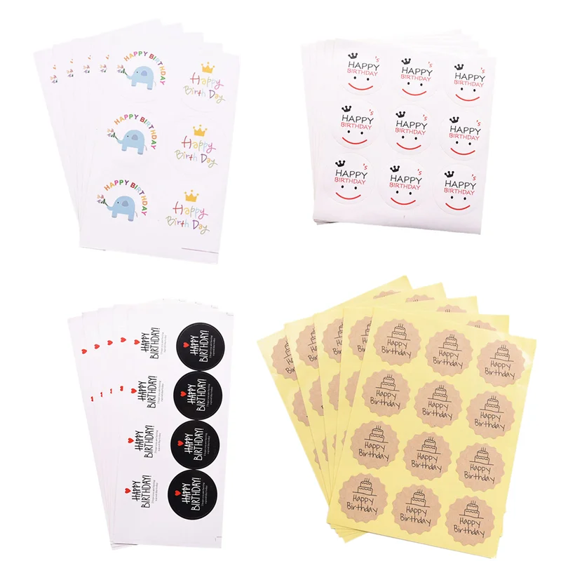 5 шт Круглые Винтаж Этикетка из крафт-бумаги Стикеры &quotСпасибо Happy Birthday&quot торт