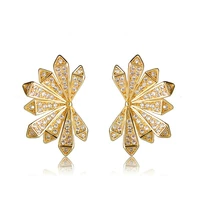 madrry fashion ol style small stud earrings full rhinestones gold color pins copper women jewelry leaves shape ears accessories