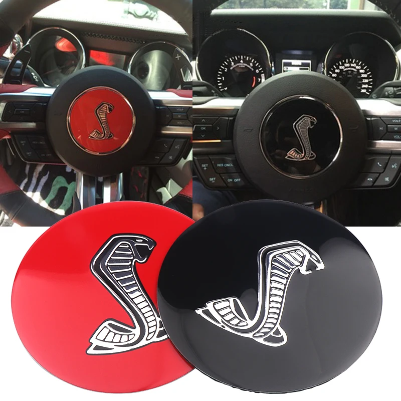 3D Steering 85mm Wheel Cobra Shelby Logo Emblem Sticker Car Styling For Ford Mustang 2015 2016 2017 Auto Accessories