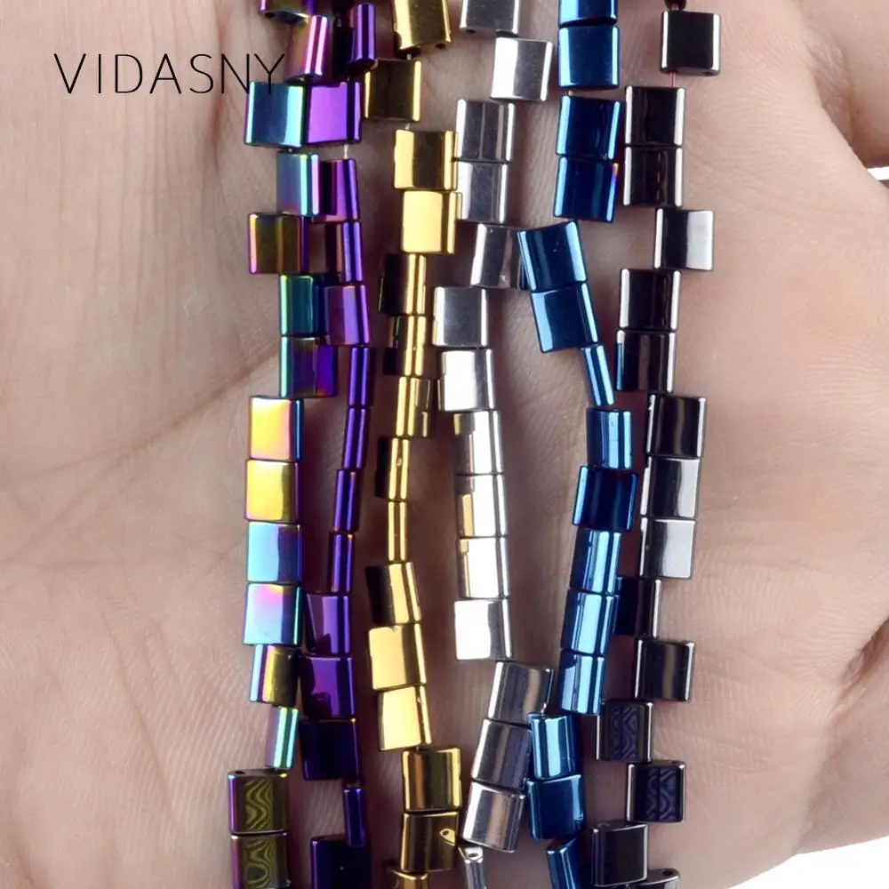 

Natural Mineral Stone Square Cube Blue Hematite Beads For Jewelry Making 5*2/5*5/6*4/6*6mm Charm Beads DIY Necklace Bracelet 15"