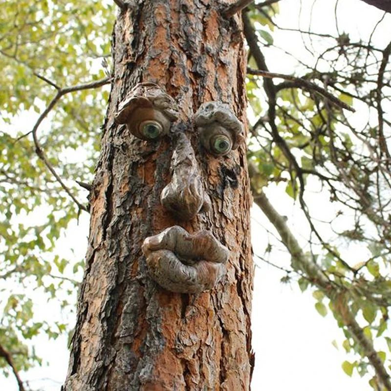

Old Man Tree Hugger Garden Peeker Yard Art Outdoor Tree Funny Old Face Sculpture