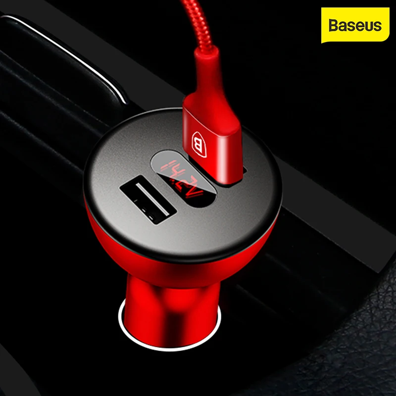 Автомобильное зарядное устройство Baseus USB быстрая зарядка 4.8A 360 вращение дисплей