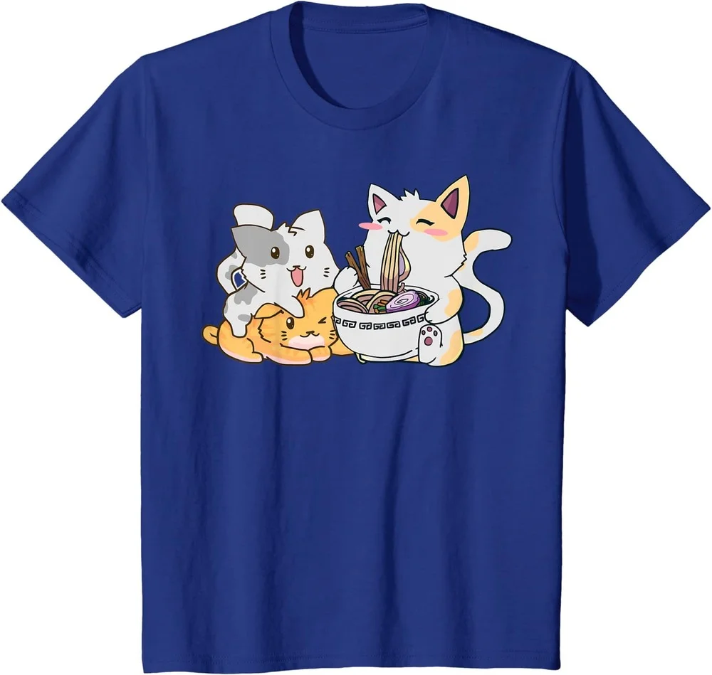

2021 T Shirt Women Summer Tops T-shirt Graphic Tees Fashion Tee Shirt Kawaii Neko Ramen Anime Cat Noodles T-Shirt
