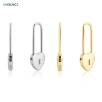 kikichicc 100 925 sterling silver gold heart locker square hoops circle piercing pendiente luxury women fashion jewelry 2020