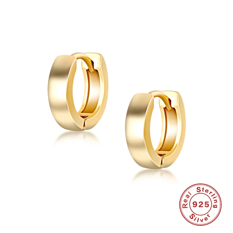 

Aide Real 925 Silver Ear rings For Women Minimalist Glossy Hoop Earrings Office Ladies Fashion Jewelry Boucle oreille femme