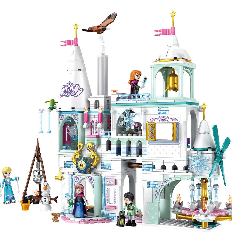 

Elsa Anna Magical Ice Castle Model Building Blocks Cinderella Ice and Snow Princessed castle Compatible lepings Friends 1428