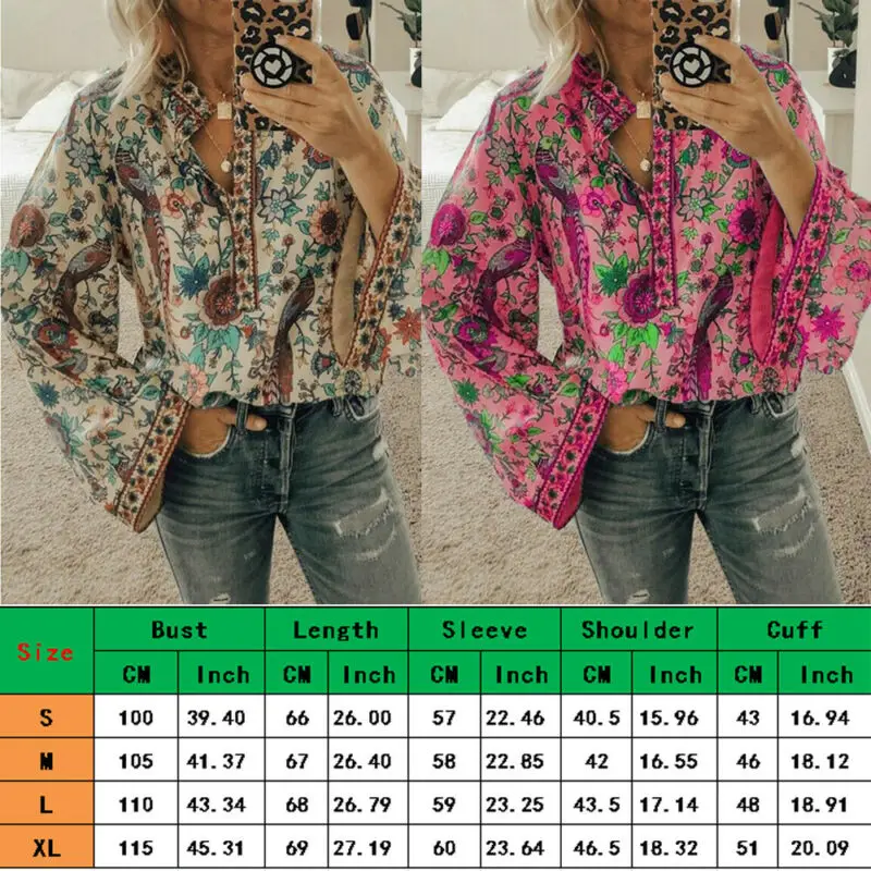 Женская свободная туника в стиле бохо с длинными рукавами фонариками хиппи