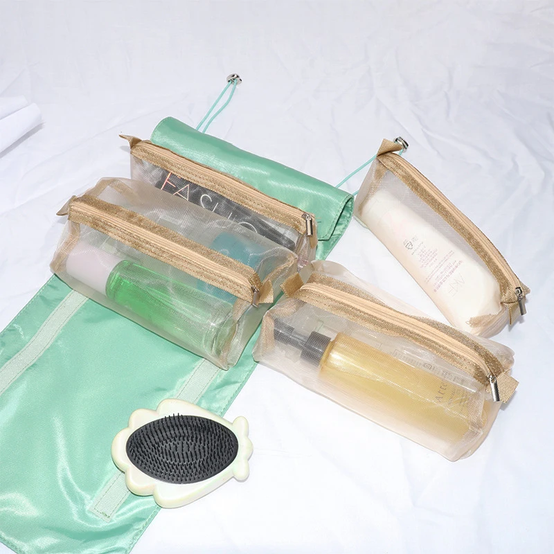 

Travel Cosmetic Brush Bag Women Mesh Make Up Box Bags Beautician Necessarie Toiletry Makeup Brushes Lipstick Storage Organizer