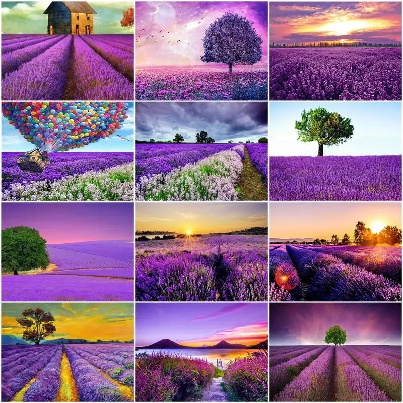 

GATYZTORY Frame DIY Painting By Numbers Lavender Fields Landscape Canvas By Numbers Wall Art Picture Acrylic Paint Crafts 40x50c