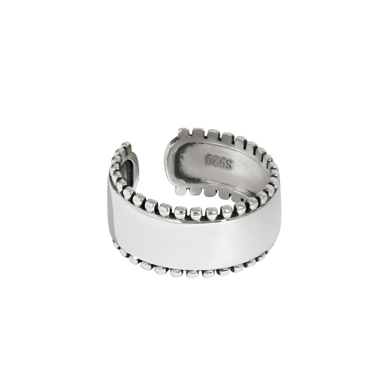 

LouLeur Vintage 925 Sterling Silver Ring Wide Rings Round Beads For Women Jewelry Adjustable Ring 2021 Trend Silver 925 Jewelry