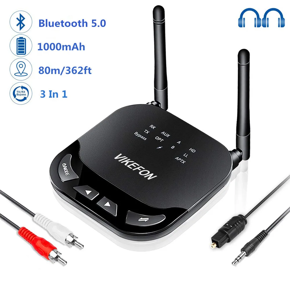 VIKEFON 80m Bluetooth передатчик приемник для ТВ ПК стерео Оптический RCA AUX 3 5 мм