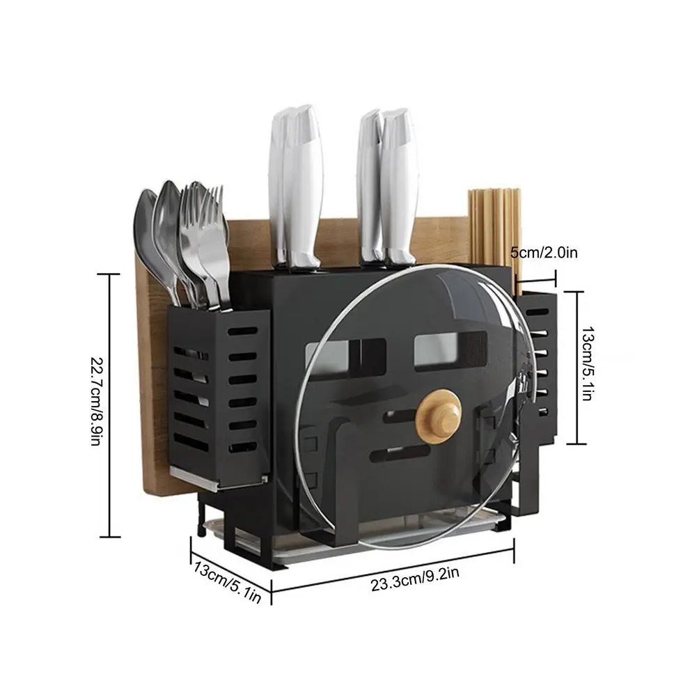 

Punch-free Knife Rack Multif Kitchen Rack Wall-mounted Pot Lid Chopstick Knife Fork Integrated Storage Rack Cutting Board Holder