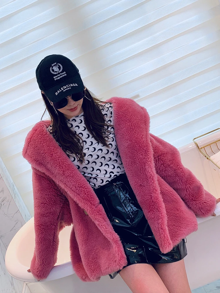 2020 новый 100% пальто из натурального овечьего меха женские натуральный Меховая