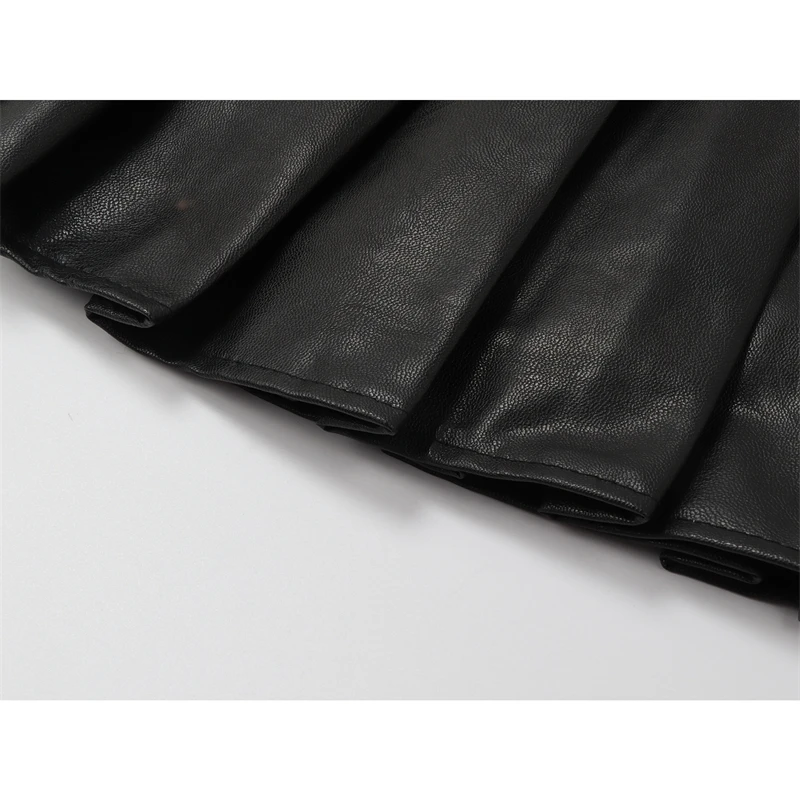 Женская Плиссированная Юбка До Колена винтажная мини-юбка из искусственной кожи