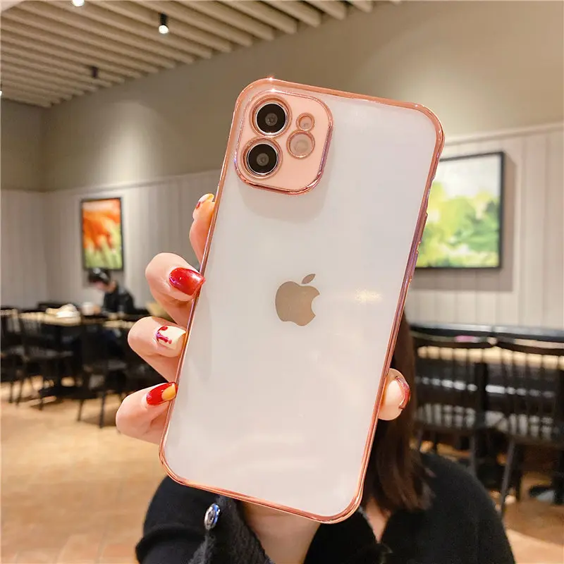 

Matte Plating Phone Case For iPhone 11 12 Mini Pro Max XR XS Max X 7 8 Plus Camera Protection Transparent Bumper Case