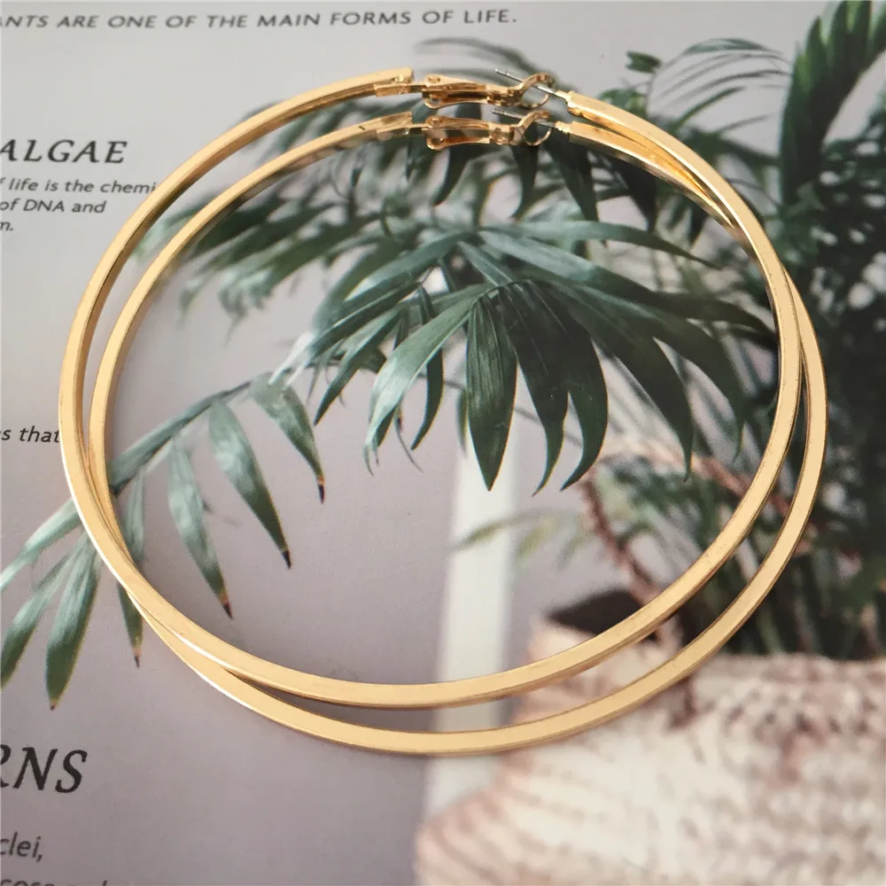 

Серьги-кольца женские золотистые/серебристые с покрытием, 80 мм