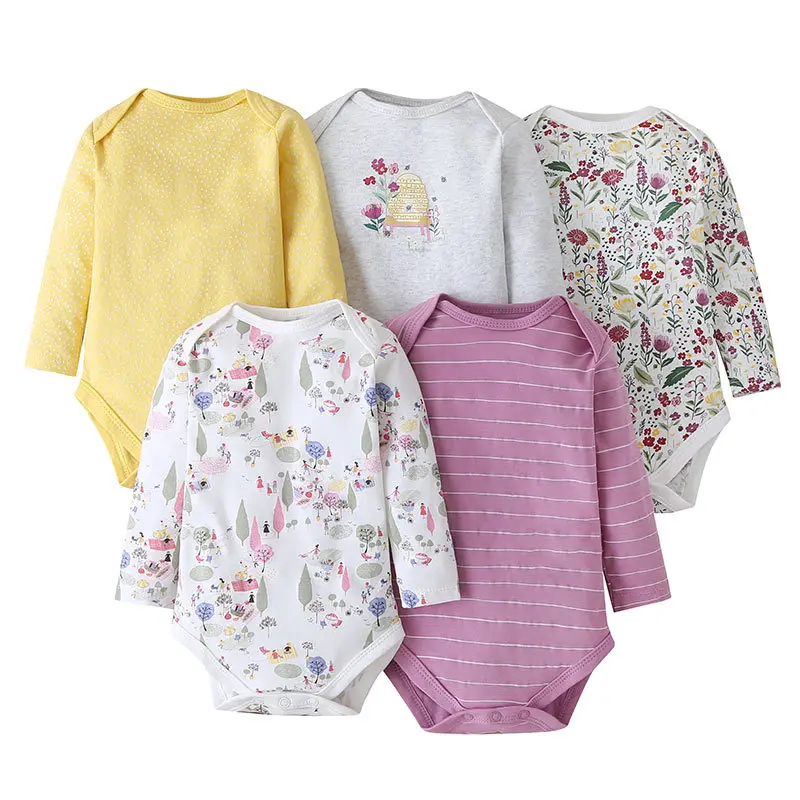 

5 PCS/LOT baby boys girls long Sleeve Baby baby bodysuits Cotton overalls Newborn clothes Roupas de bebe jumpsuit&clothing