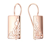 woman fj rose gold 585 color rectangular brand hollow pattern simple atmosphere 2022 new earrings