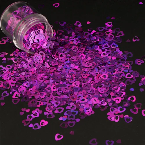 laser purple Блестки ПЭТ ультратонкие полые сердце с блестками 4 мм и 2,5 мм блестка с лазерным блеском дизайн ногтей боди живопись DIY Рождественский Декор 8 г - Цвет: laser purple