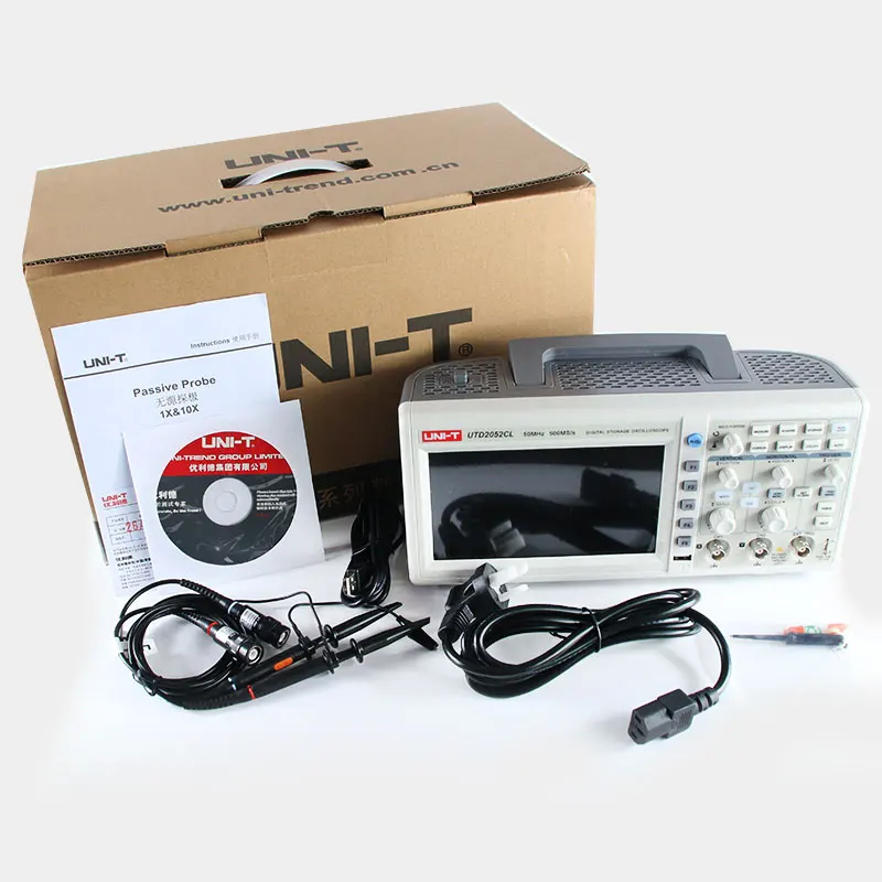 

UNI-T Digital Storage Oscilloscope UTD2025CL UTD2052CL 2 CH 250-500 MS/s Sample Rate 7-inch TFT LCD Scopemeter 100-240VAC Oscilo