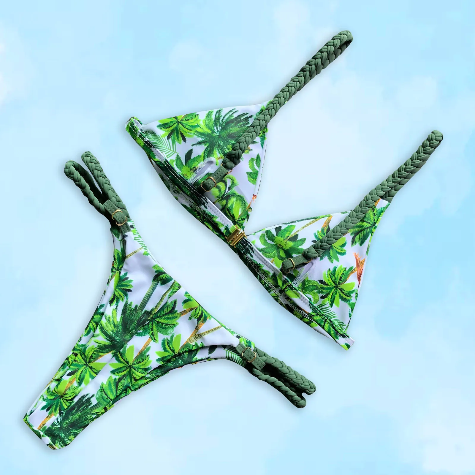 Женский модный сексуальный купальник клетчатый с лямкой на шее и разрезом