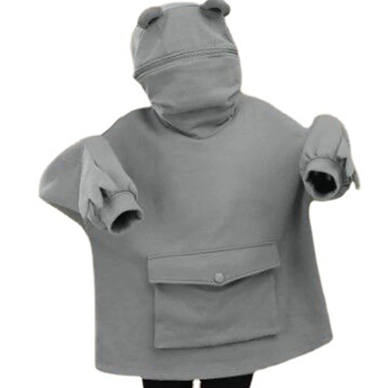 

Hooded Neck Frog Profile Cute Sweaters For Women Regular Fit Vintage Embroidered Zipper Hoodie