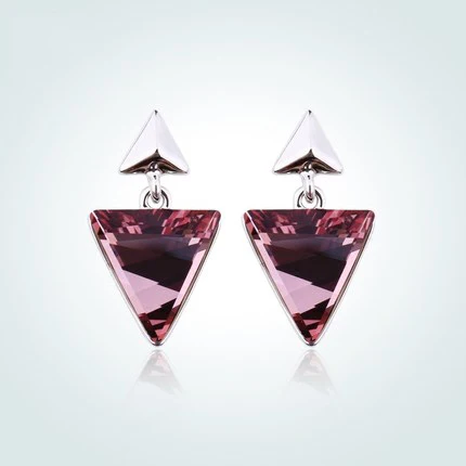 Warme Farben 925 пробы серебряные женские серьги с кристаллами от Swarovski треугольные геометрические свисающие серьги для банкета - Цвет камня: as picture