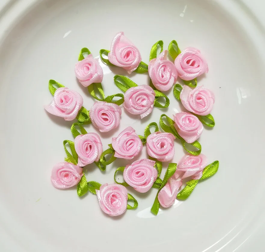 10 шт. Цветочная аппликация розовая роза нашивка ткань для шитья платье отделка